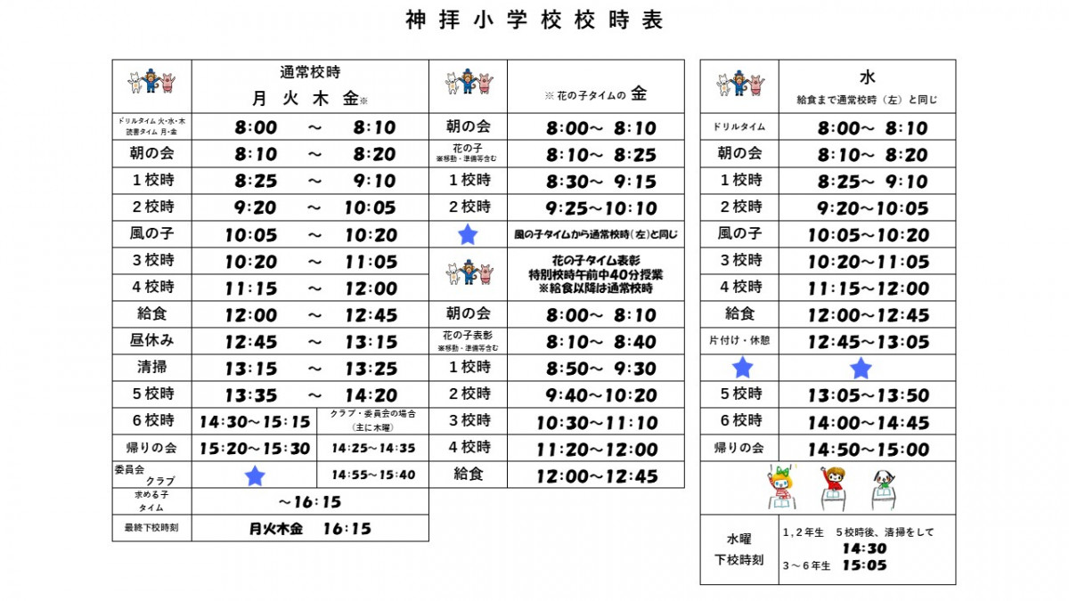 R6神拝小校時表